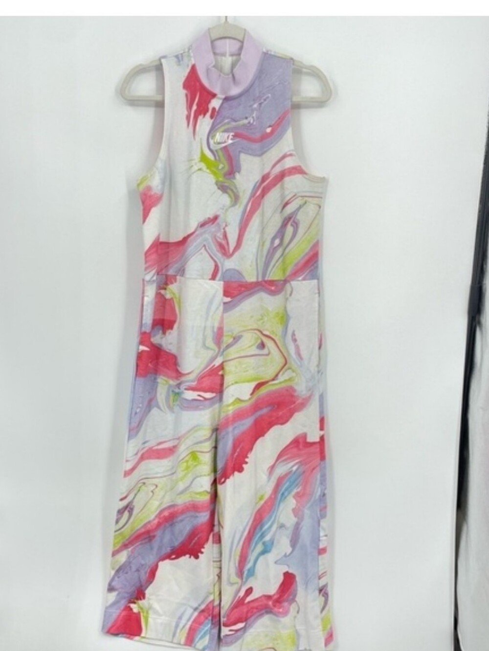NIKE Women's Marble-Print Wide-Leg Jumpsuit - Pink Multi - Picture 7 of 9